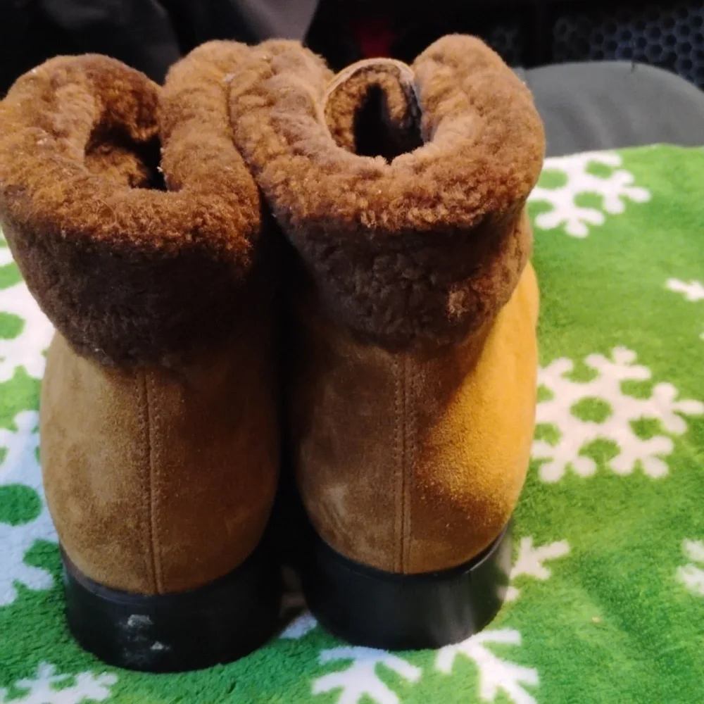 Brown Suede Fur-Lined Boots - Picture 4 of 8